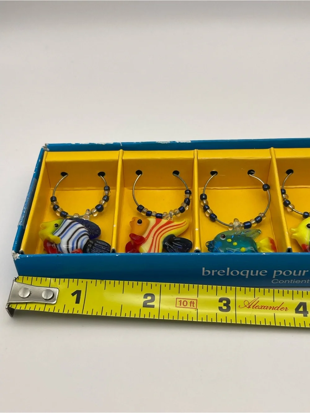 Pier 1 Imports, Multicolor, Glass Wine Charms, Set of 6 Tropical Fish